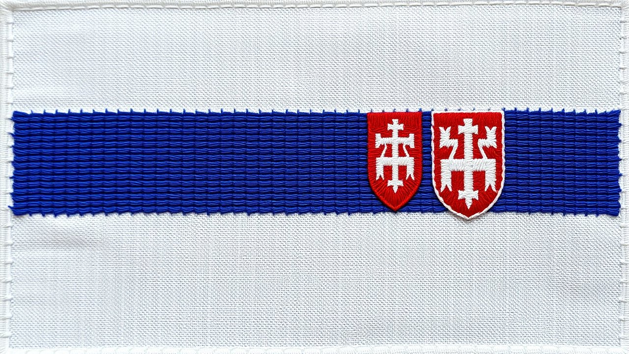 Flag of Slovakia 🇸🇰 in embroidered textile style