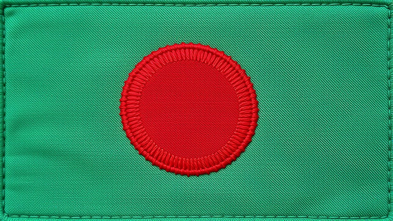 Flag of Bangladesh 🇧🇩 in embroidered textile style