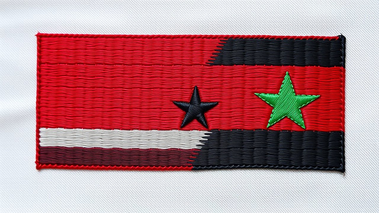 Flag of Sudan 🇸🇩 in embroidered textile style
