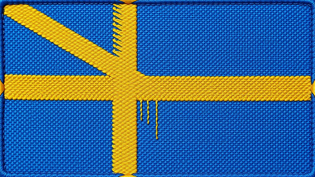Flag of Sweden 🇸🇪 in embroidered textile style