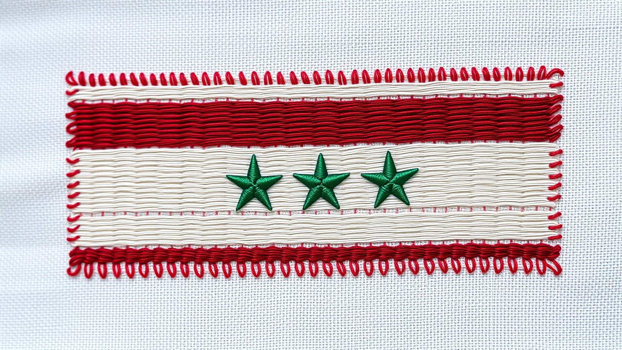 Flag of Syria 🇸🇾 in embroidered textile style
