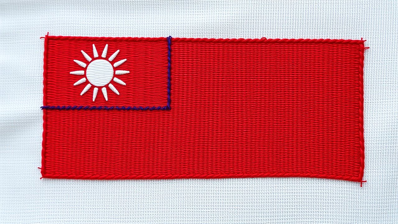 Flag of Taiwan 🇹🇼 in embroidered textile style