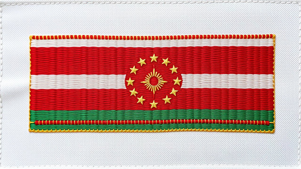 Flag of Tajikistan 🇹🇯 in embroidered textile style