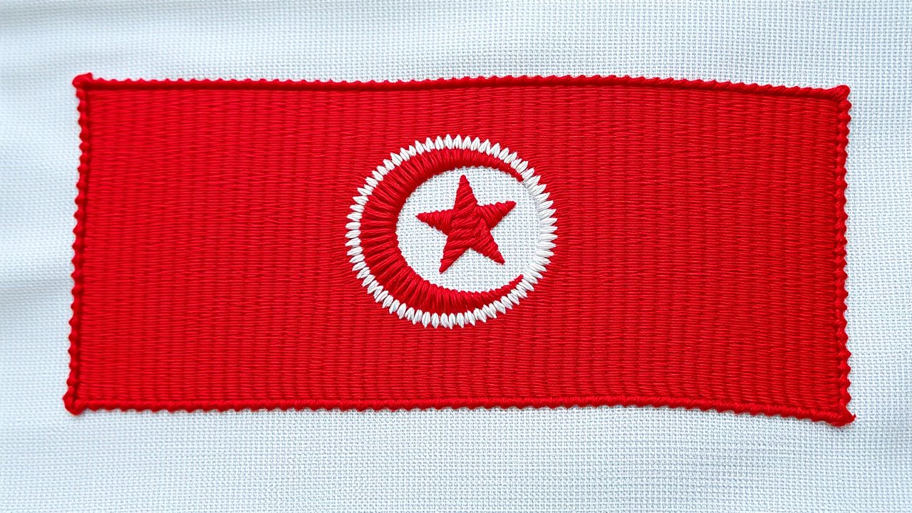 Flag of Tunisia 🇹🇳 in embroidered textile style
