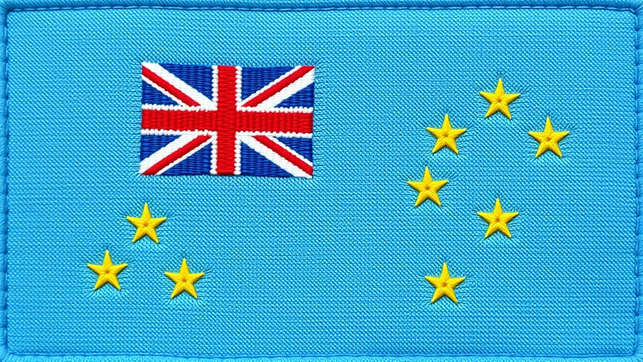 Flag of Tuvalu 🇹🇻 in embroidered textile style