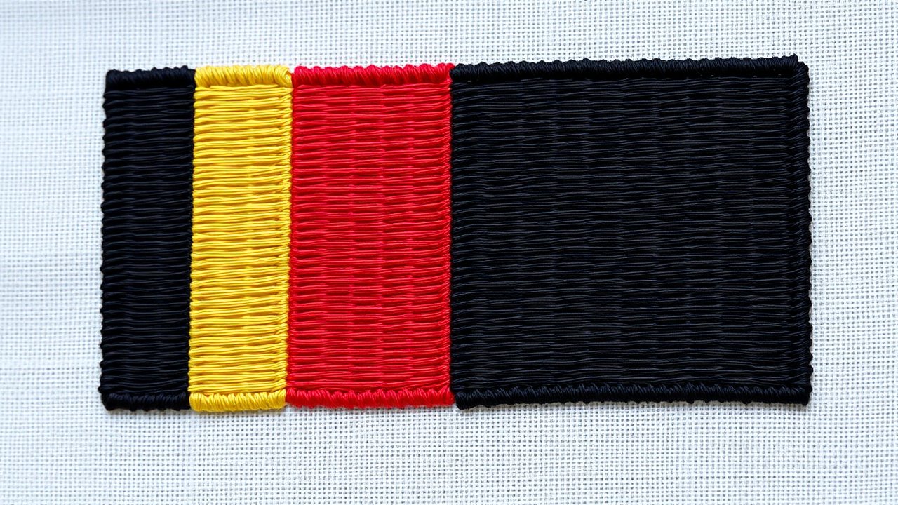 Flag of Belgium 🇧🇪 in embroidered textile style