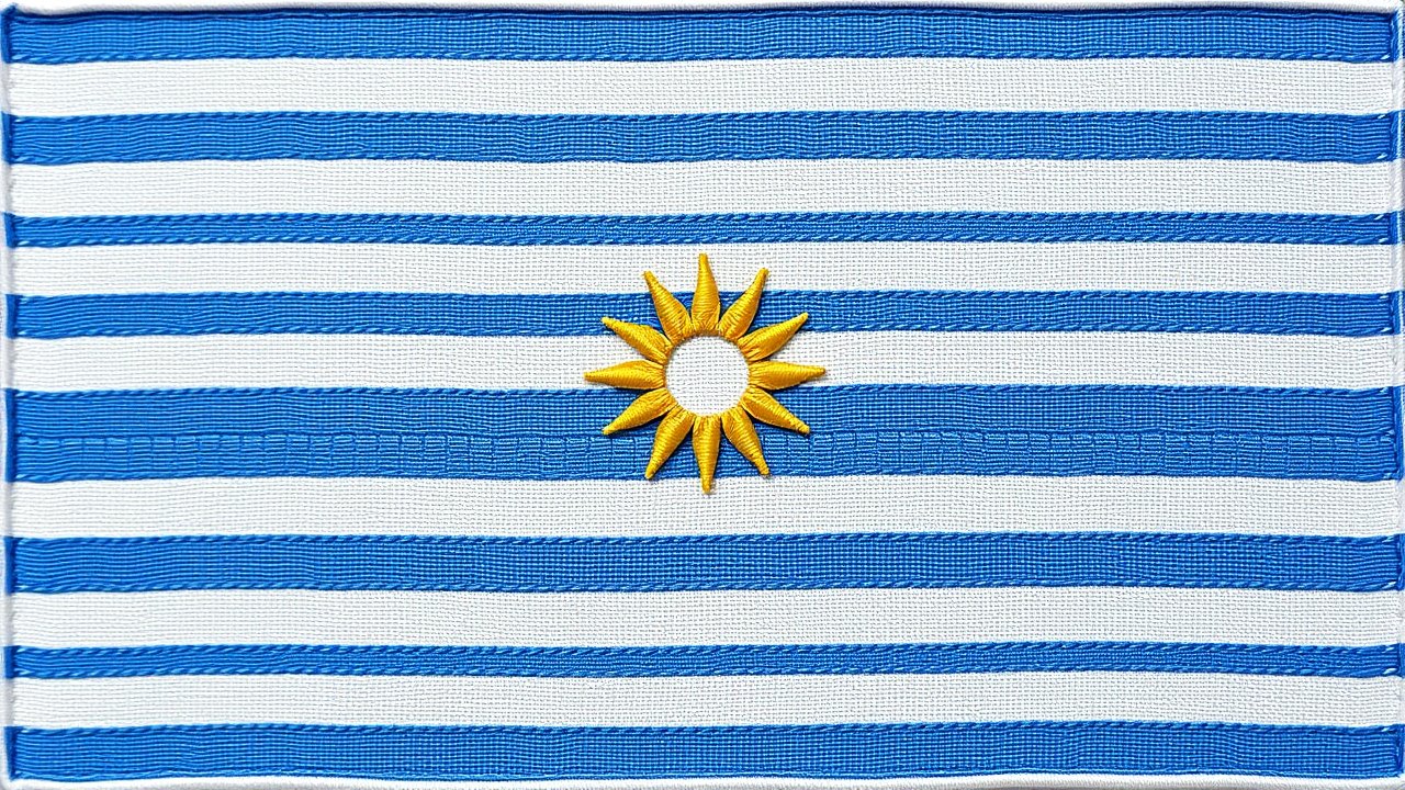 Flag of Uruguay 🇺🇾 in embroidered textile style
