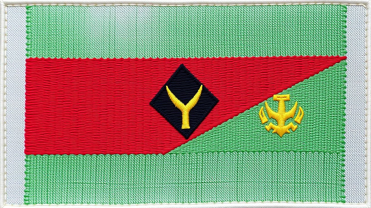 Flag of Vanuatu 🇻🇺 in embroidered textile style