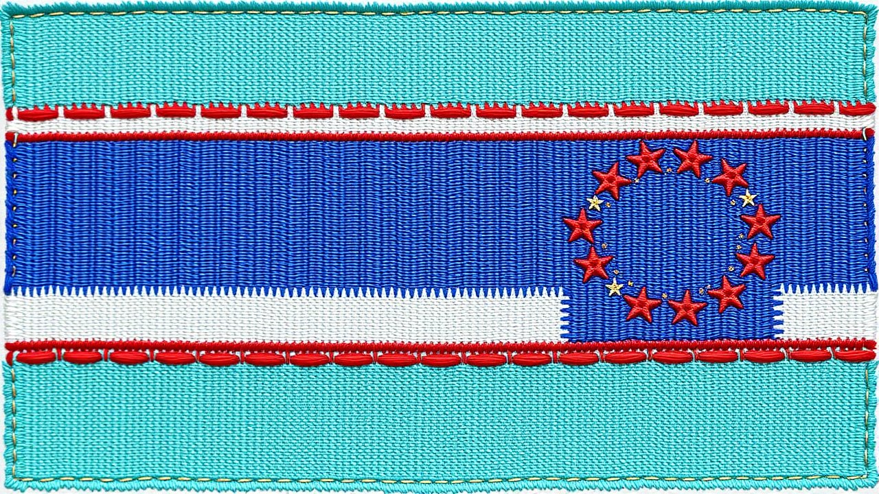 Flag of Uzbekistan πΊπΏ in embroidered textile style