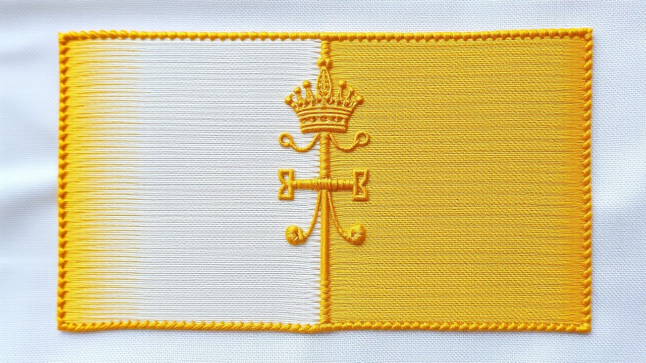 Flag of Vatican City 🇻🇦 in embroidered textile style