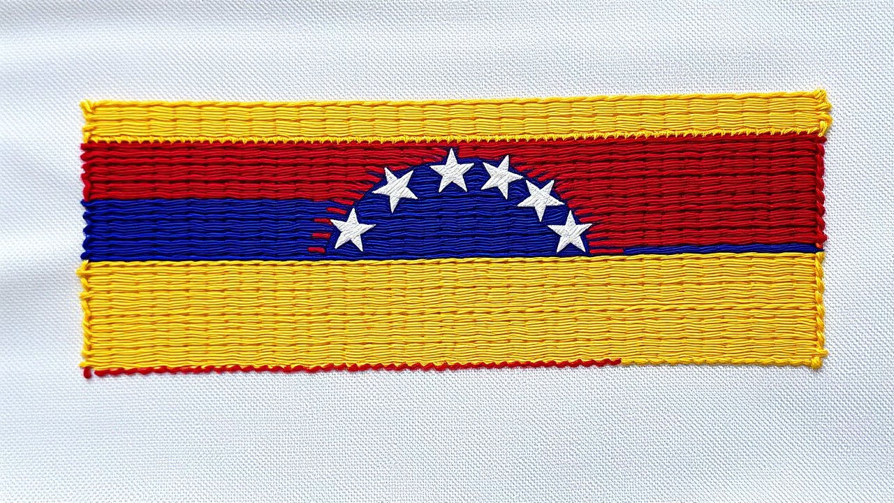 Flag of Venezuela 🇻🇪 in embroidered textile style