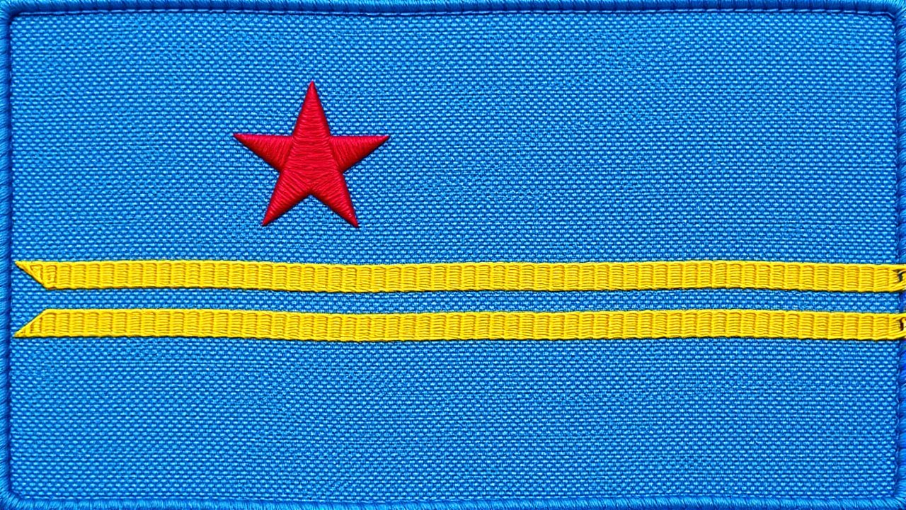 Flag of Aruba 🇦🇼 in embroidered textile style