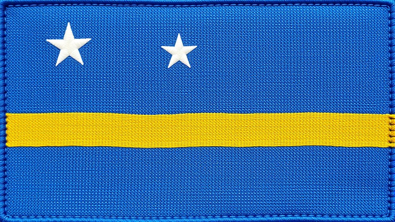 Flag of Curaçao 🇨🇼 in embroidered textile style