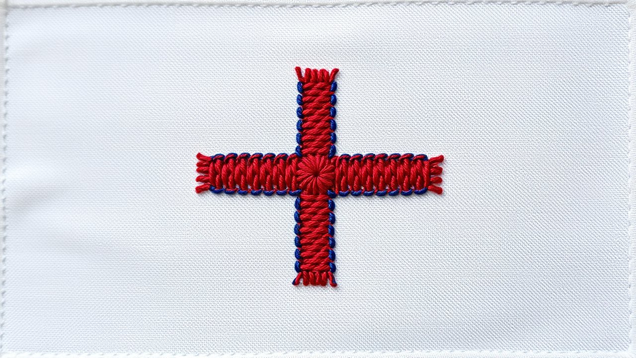 Flag of Faroe Islands 🇫🇴 in embroidered textile style