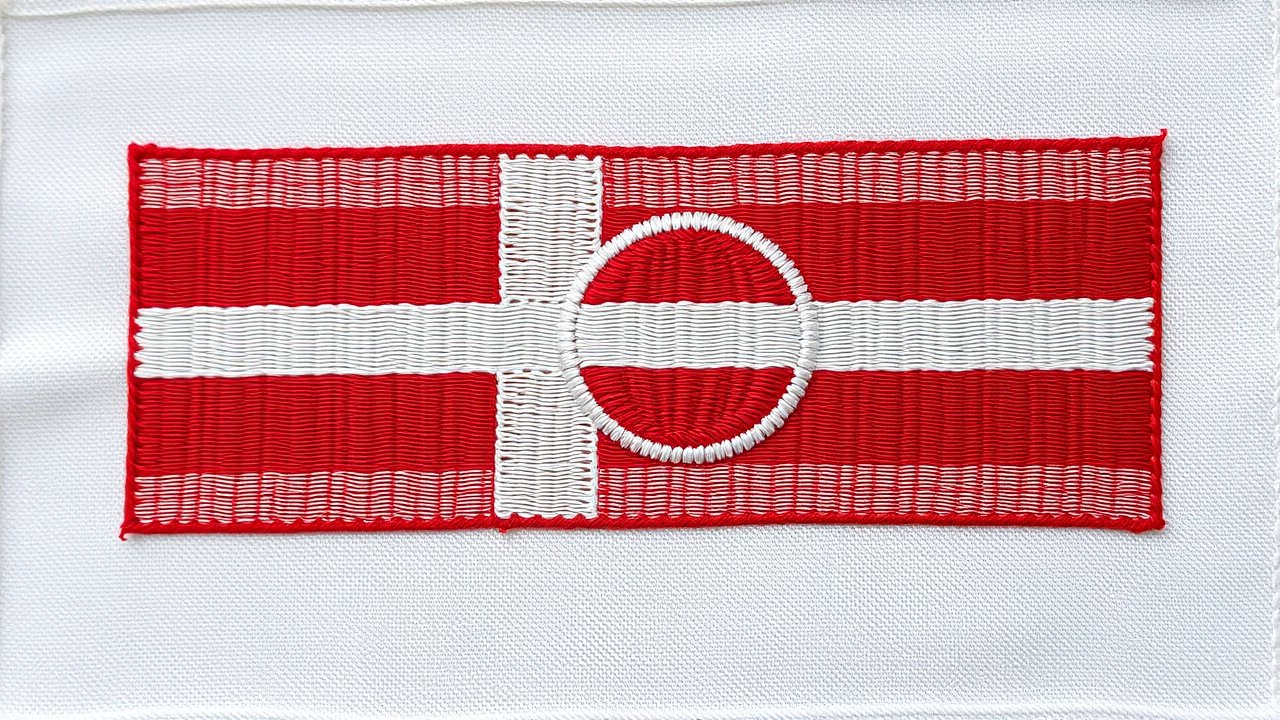 Flag of Greenland 🇬🇱 in embroidered textile style