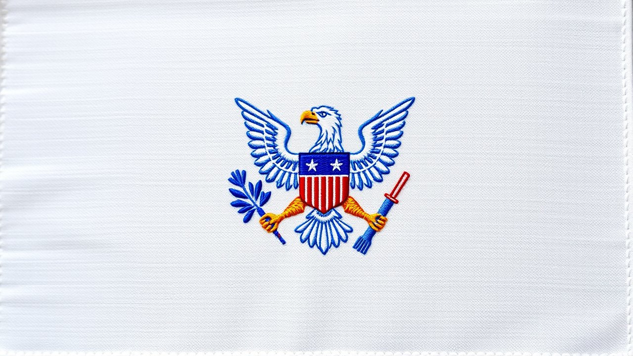 Flag of U.S. Virgin Islands 🇻🇮 in embroidered textile style