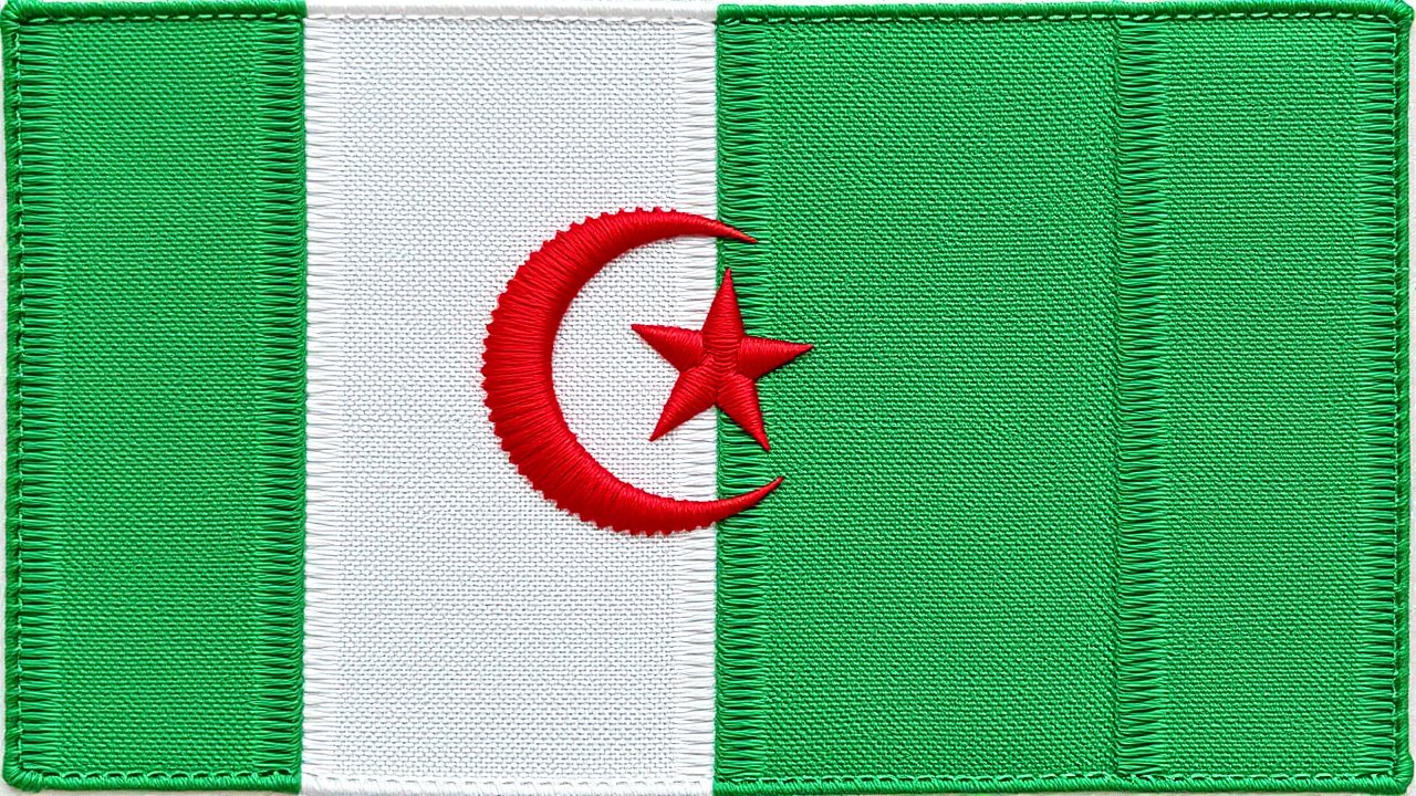 Flag of Algeria 🇩🇿 in embroidered textile style