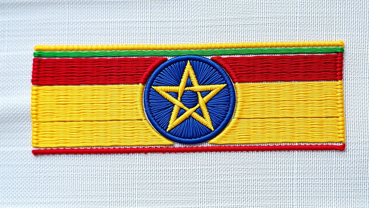 Flag of Ethiopia 🇪🇹 in embroidered textile style