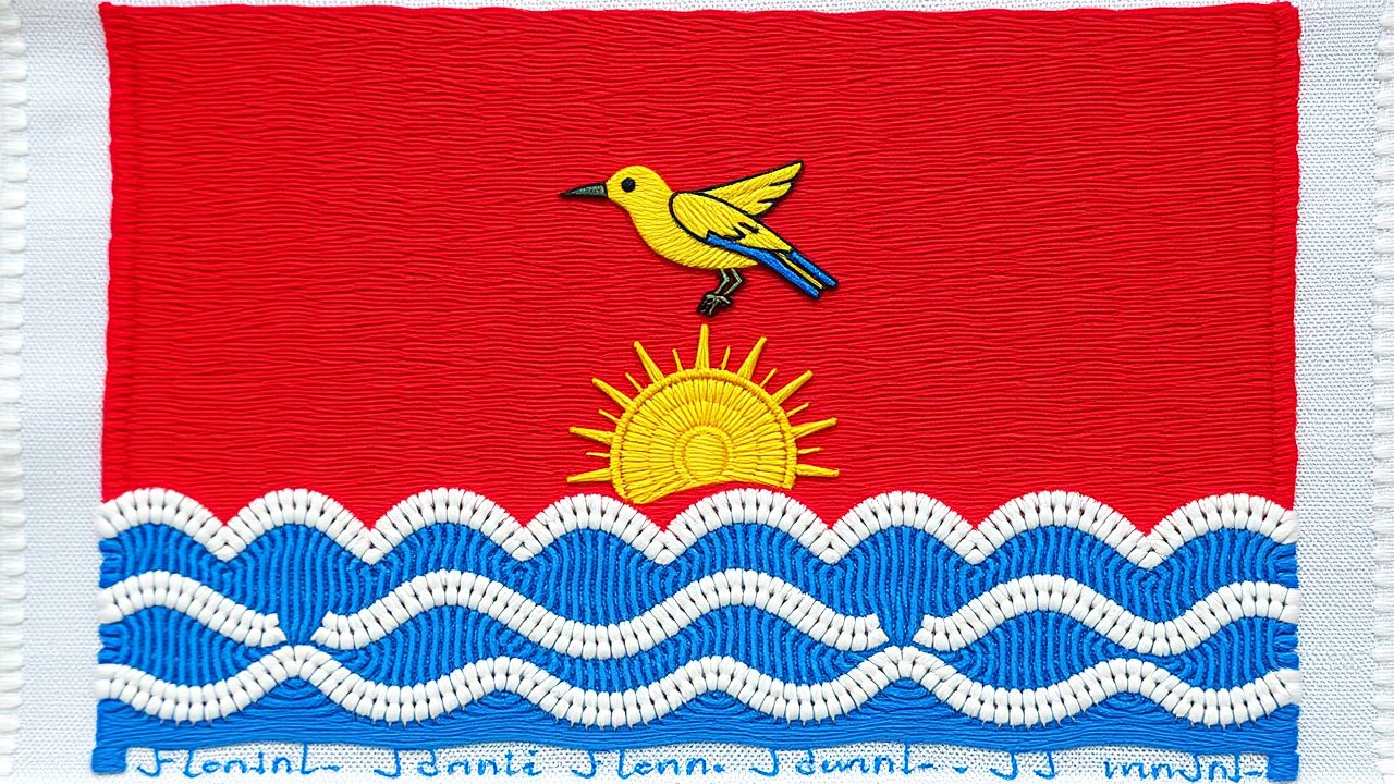 Flag of Kiribati 🇰🇮 in embroidered textile style
