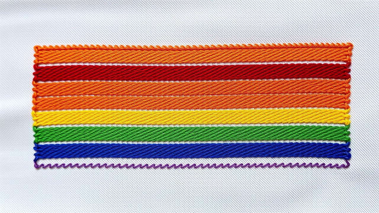 Flag of Pride 🏳️‍🌈 (Rainbow) in embroidered textile style