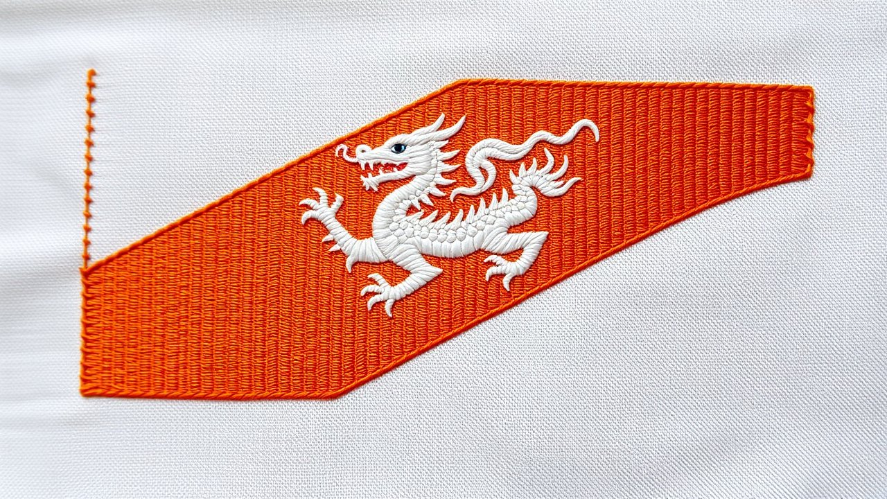 Flag of Bhutan 🇧🇹 in embroidered textile style