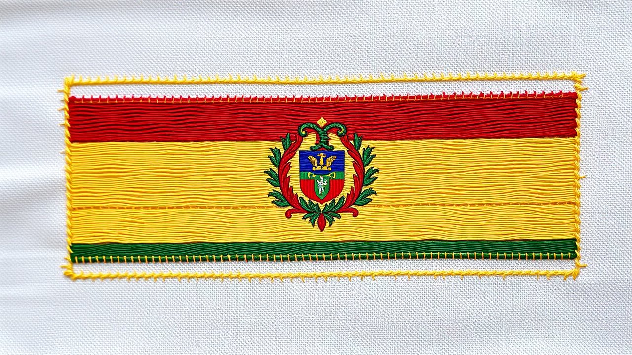 Flag of Bolivia 🇧🇴 in embroidered textile style