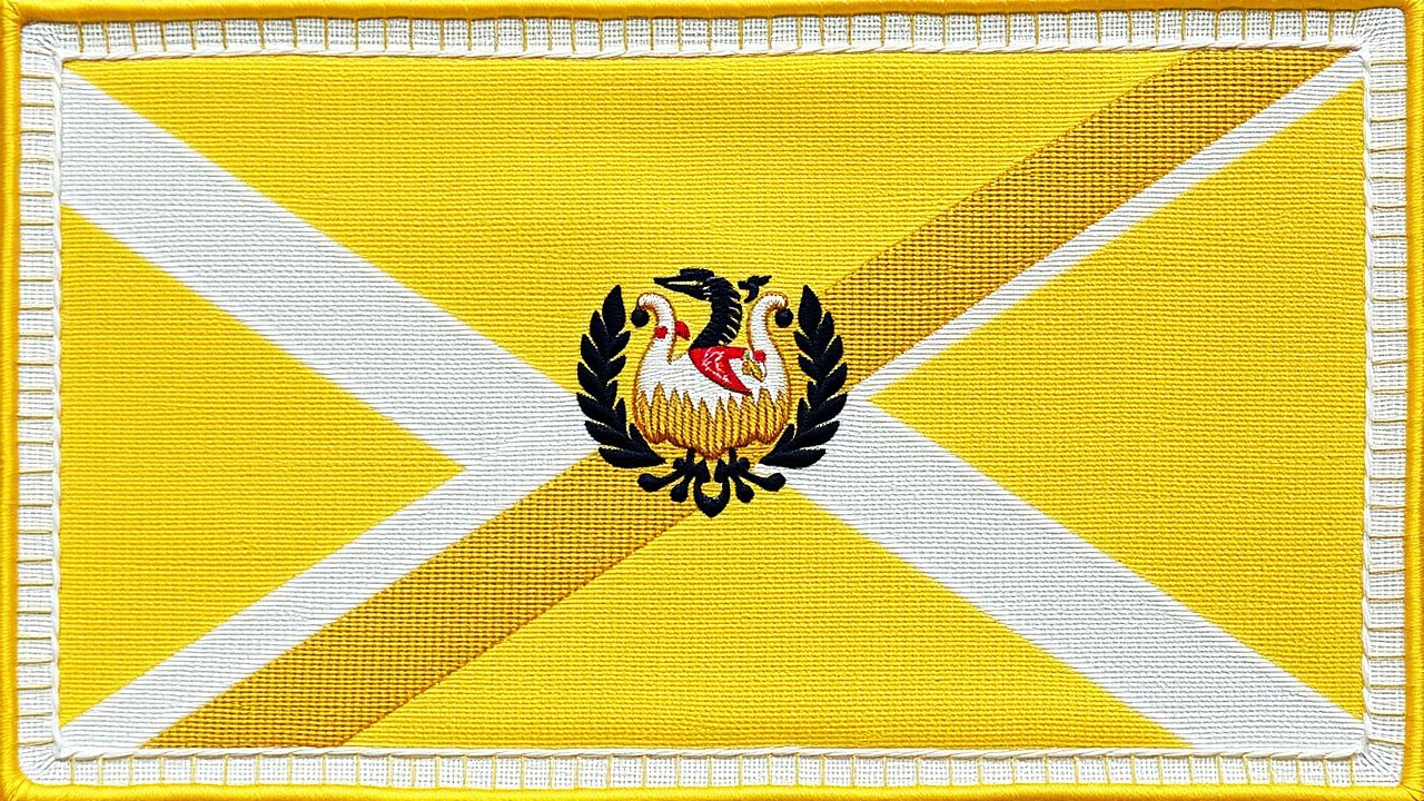 Flag of Brunei 🇧🇳 in embroidered textile style