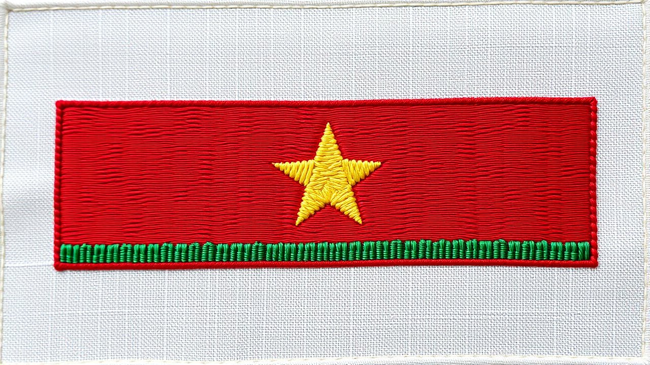 Flag of Burkina Faso 🇧🇫 in embroidered textile style