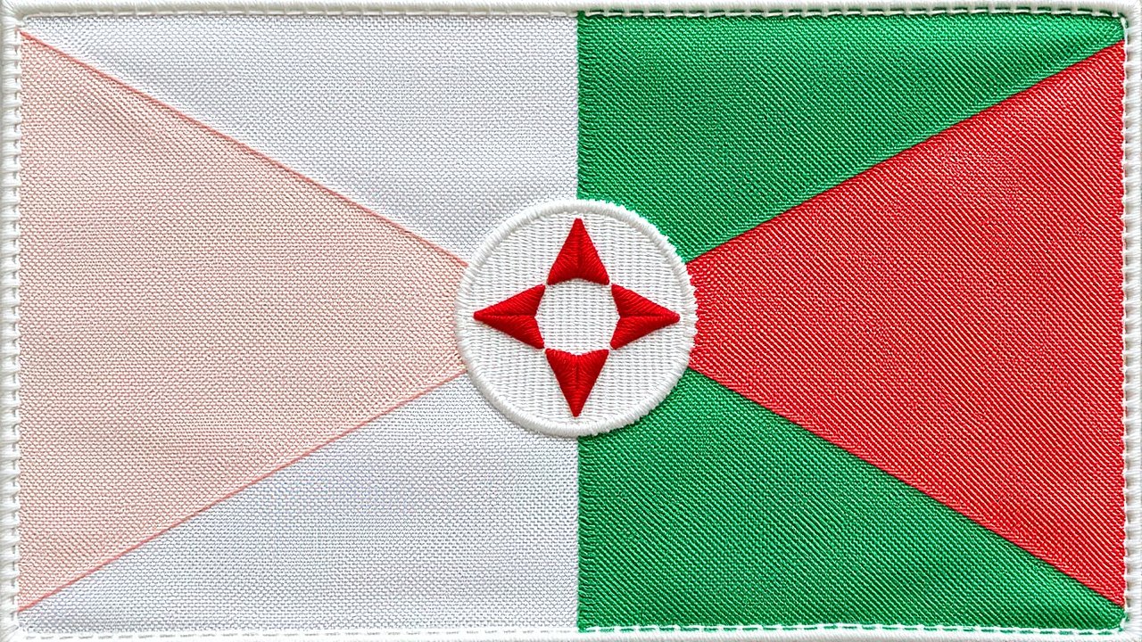 Flag of Burundi 🇧🇮 in embroidered textile style