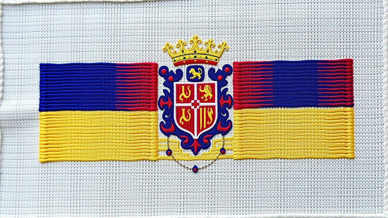 Flag of Andorra 🇦🇩 in embroidered textile style