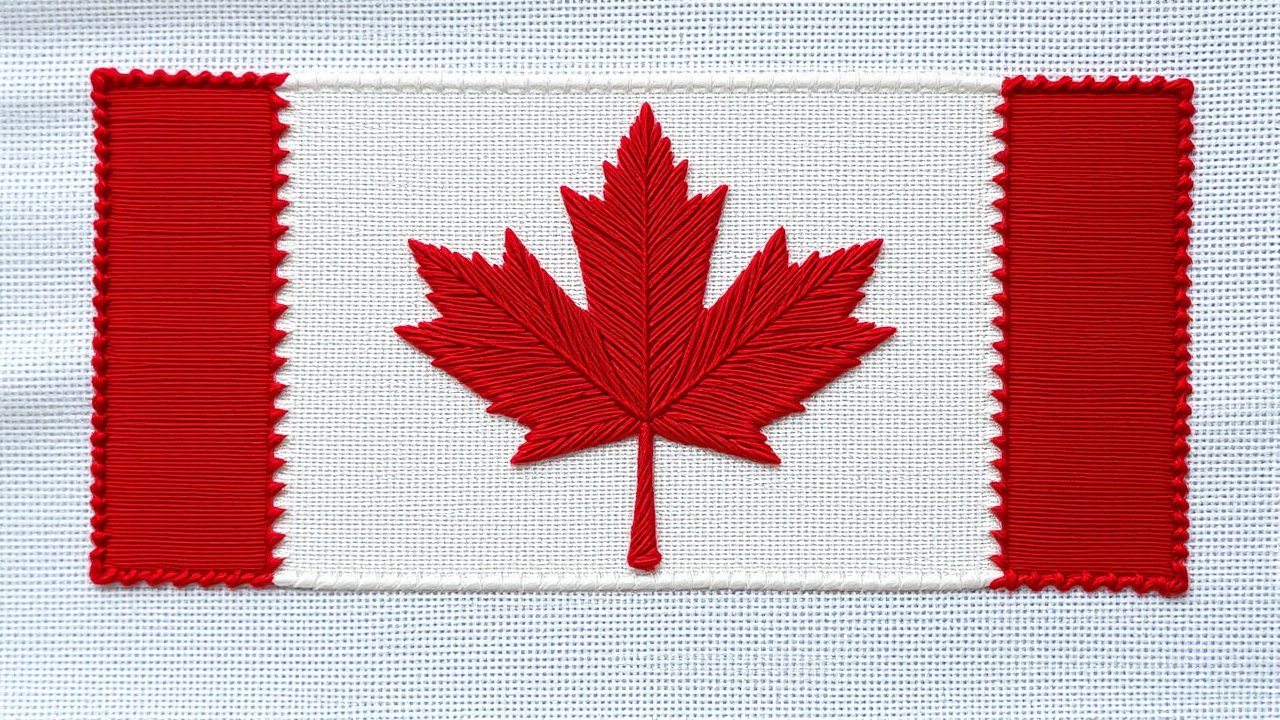 Flag of Canada 🇨🇦 in embroidered textile style