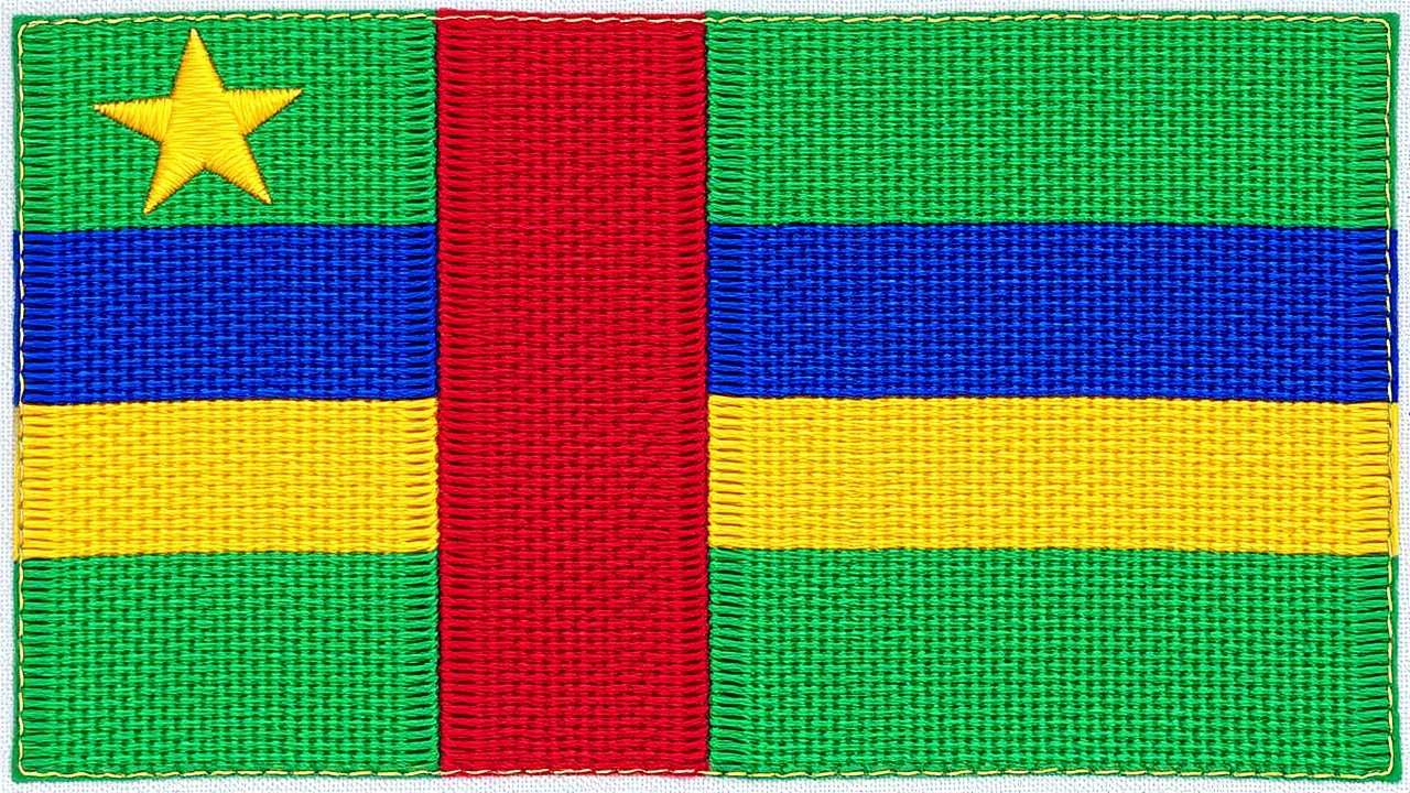 Flag of Central African Republic 🇨🇫 in embroidered textile style