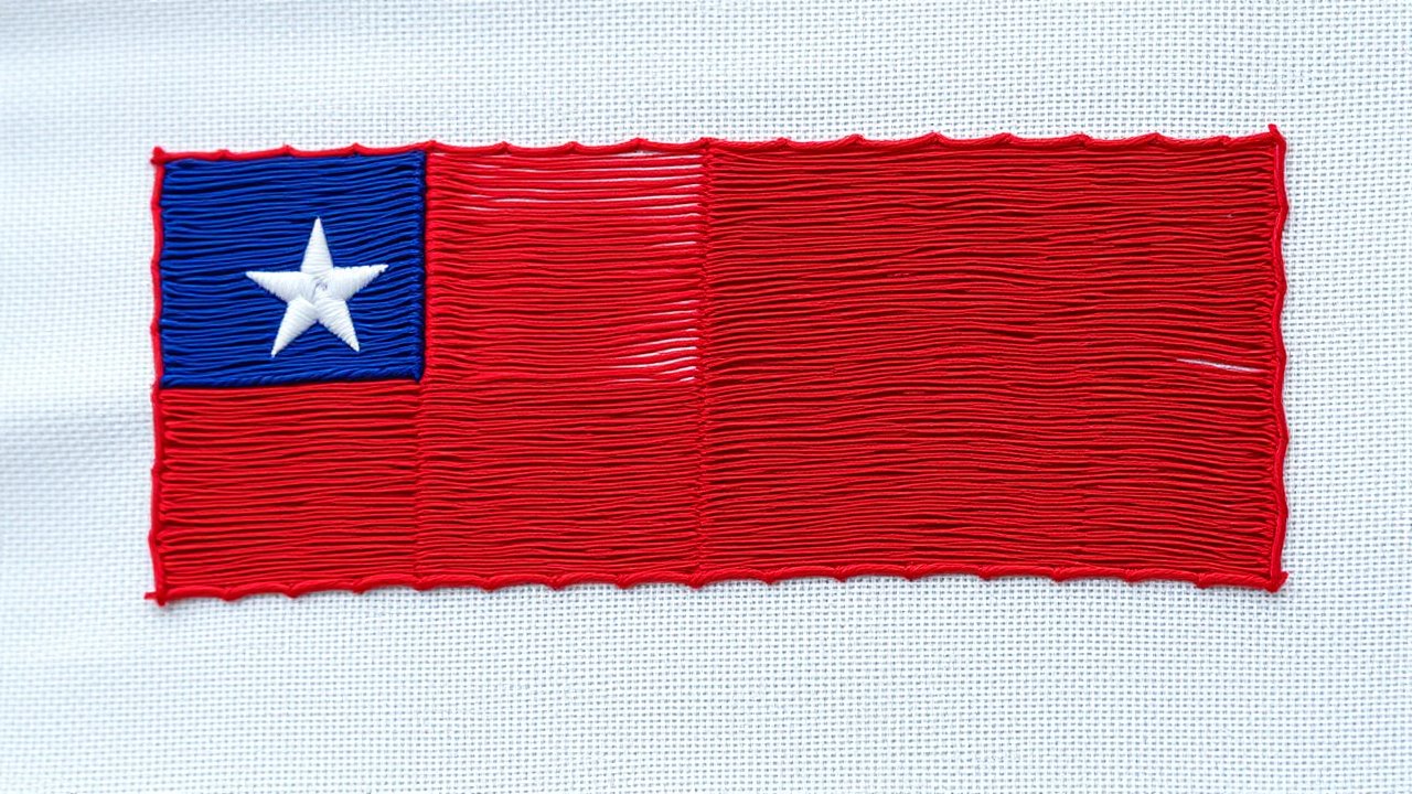 Flag of Chile 🇨🇱 in embroidered textile style