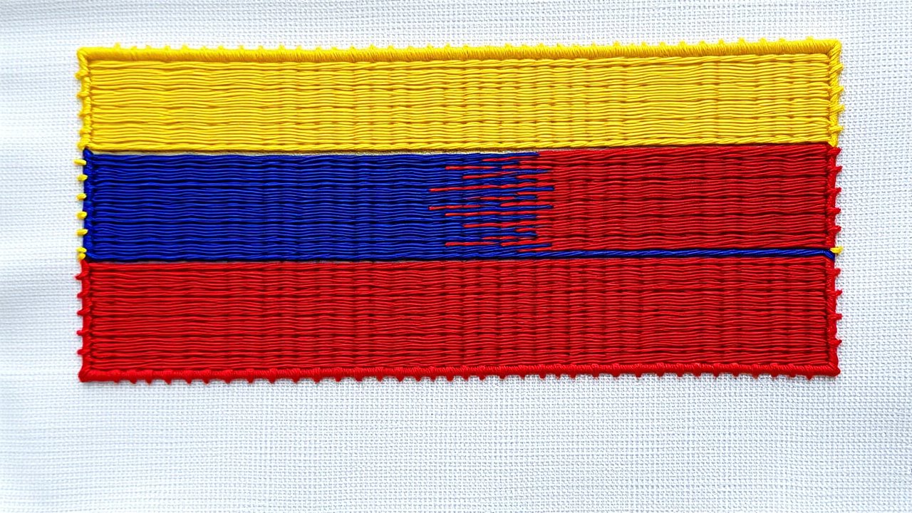Flag of Colombia 🇨🇴 in embroidered textile style