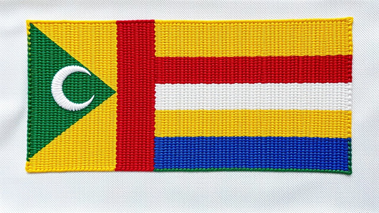Flag of Comoros 🇰🇲 in embroidered textile style