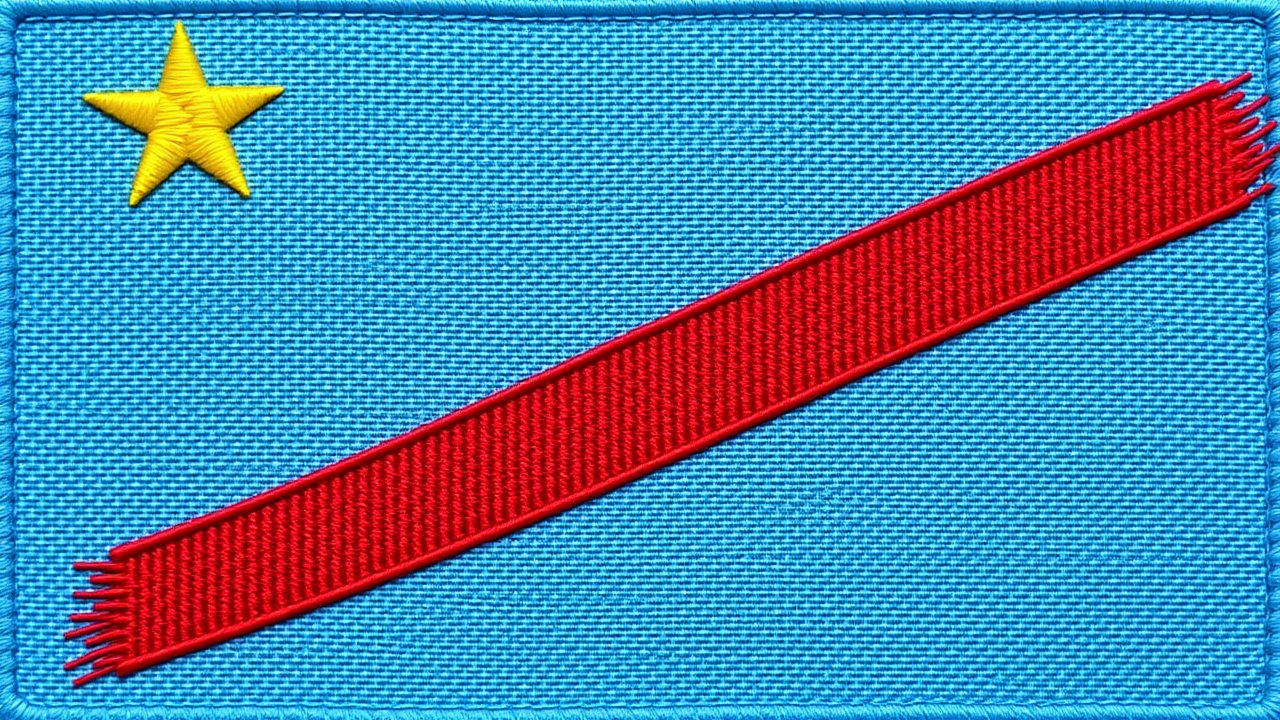 Flag of Democratic Republic of the Congo 🇨🇩 in embroidered textile style