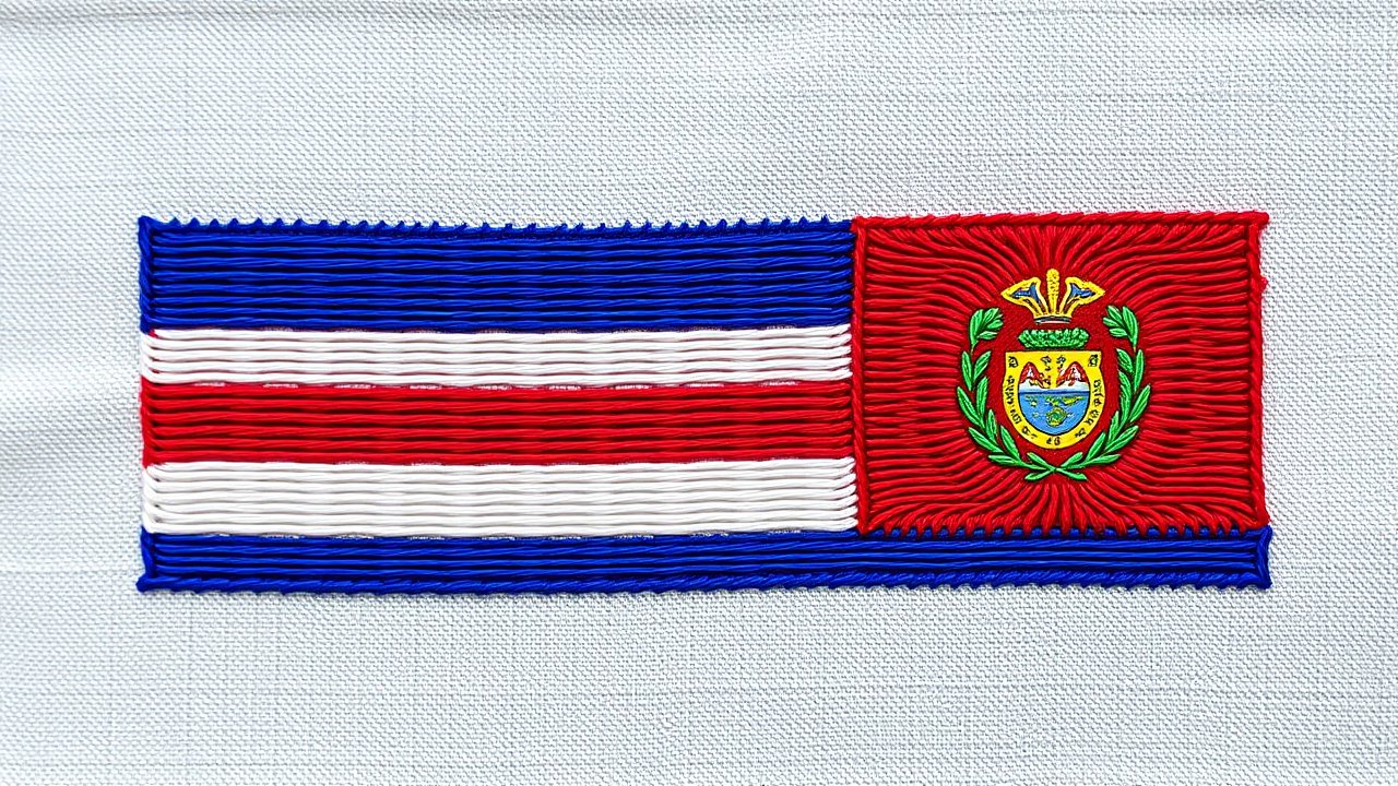 Flag of Costa Rica 🇨🇷 in embroidered textile style
