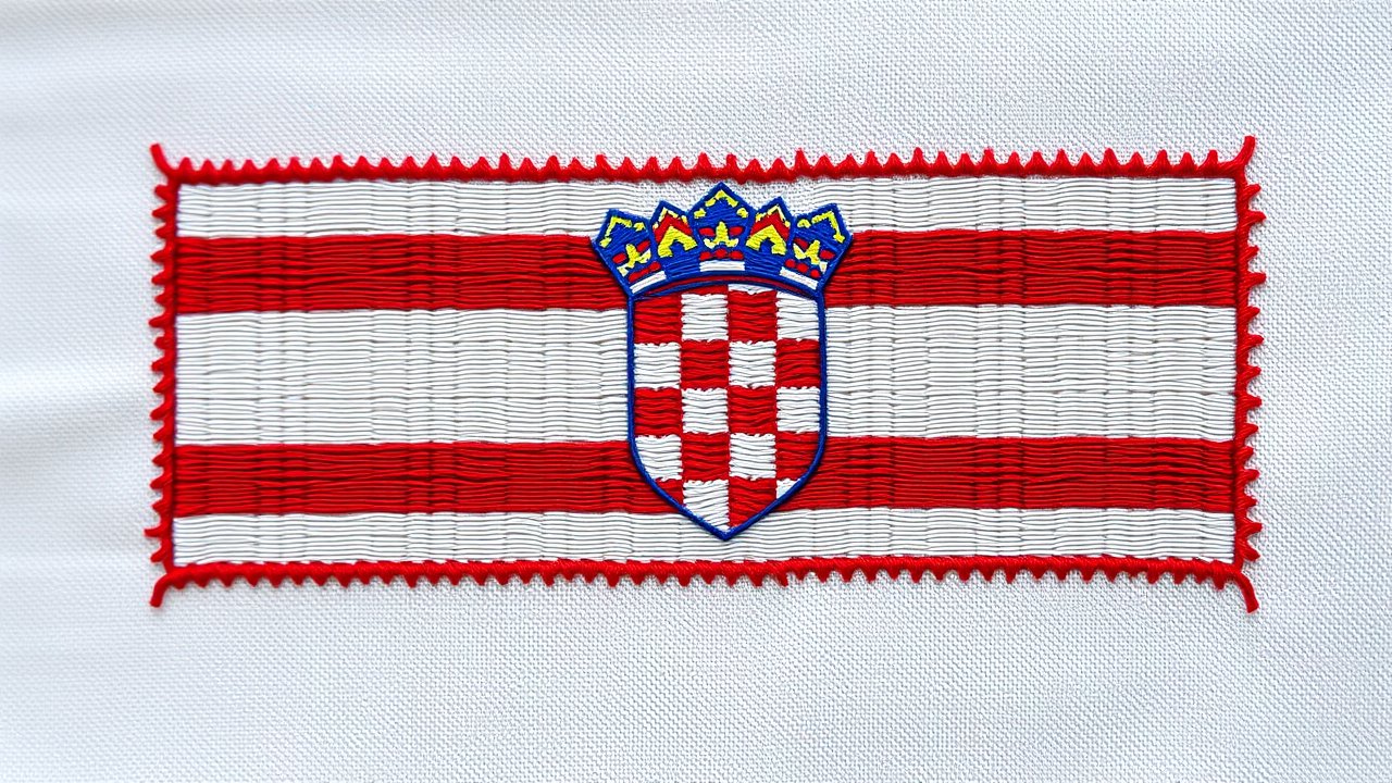 Flag of Croatia 🇭🇷 in embroidered textile style