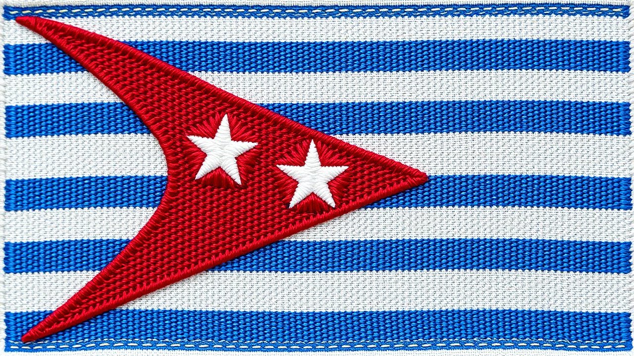 Flag of Cuba 🇨🇺 in embroidered textile style