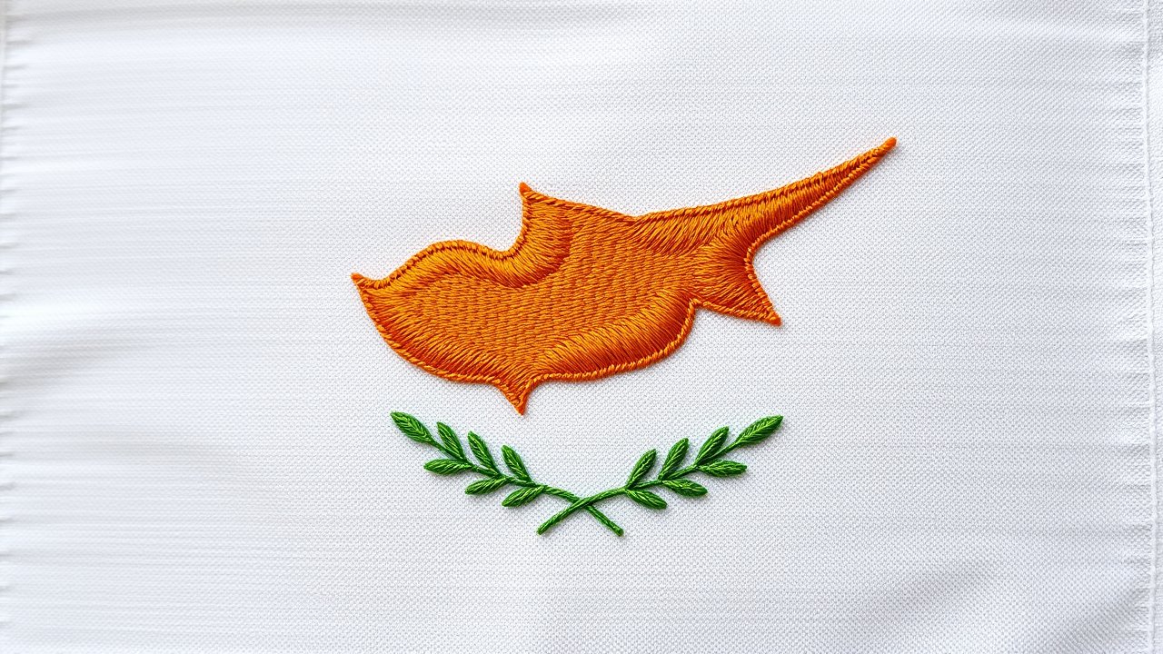 Flag of Cyprus 🇨🇾 in embroidered textile style