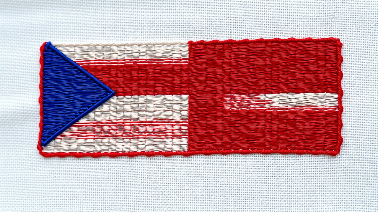 Flag of Czech Republic 🇨🇿 in embroidered textile style
