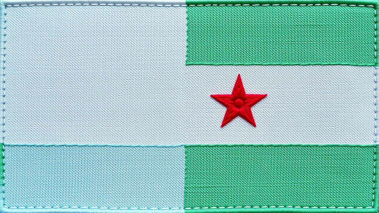 Flag of Djibouti 🇩🇯 in embroidered textile style