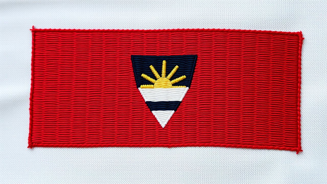 Flag of Antigua and Barbuda 🇦🇬 in embroidered textile style