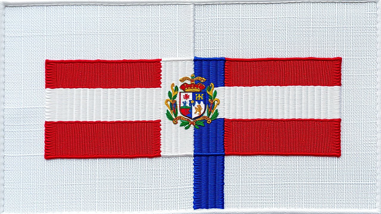 Flag of Dominican Republic 🇩🇴 in embroidered textile style
