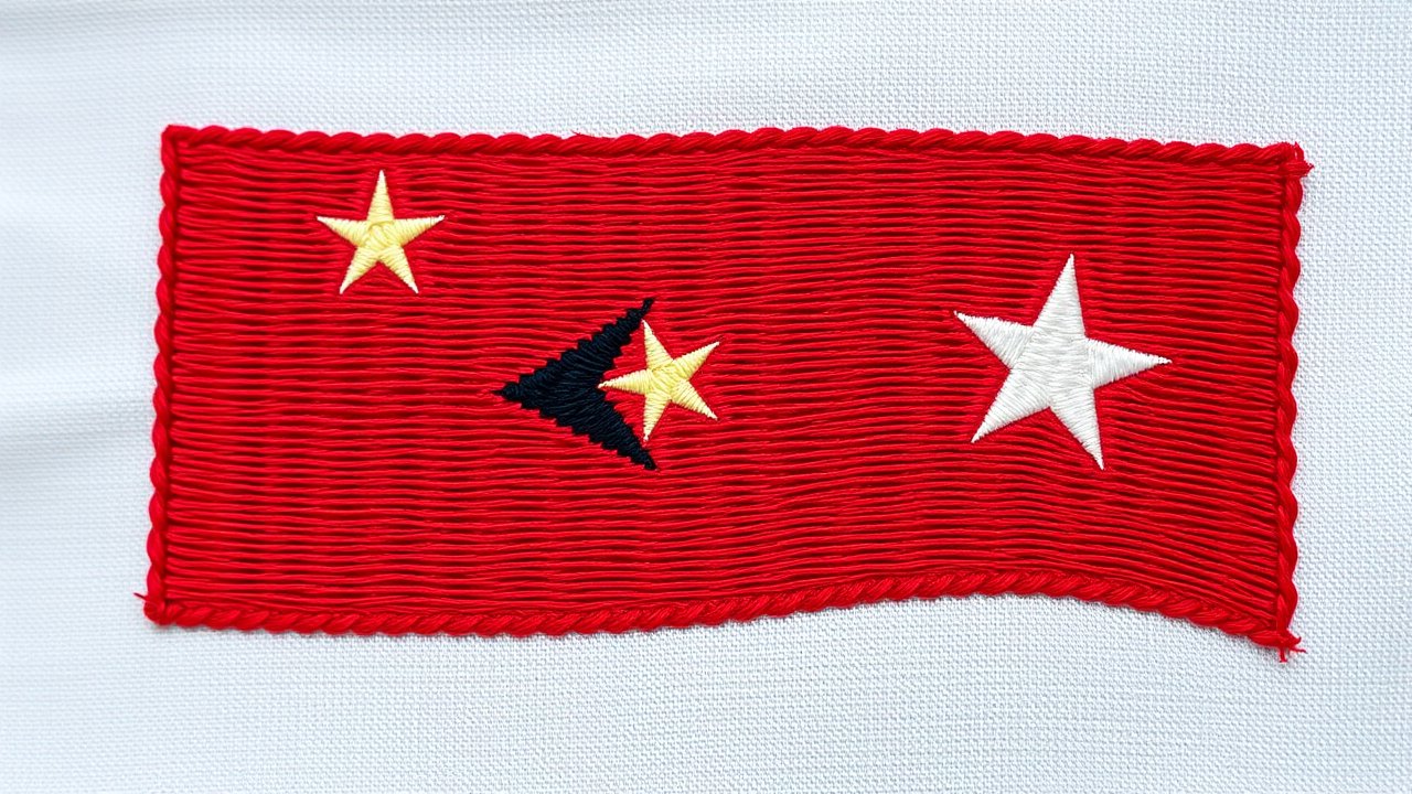 Flag of Timor Leste 🇹🇱 in embroidered textile style