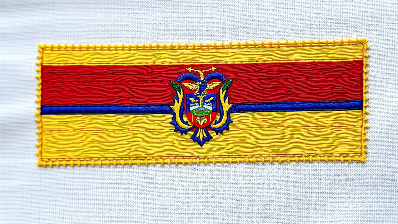 Flag of Ecuador 🇪🇨 in embroidered textile style
