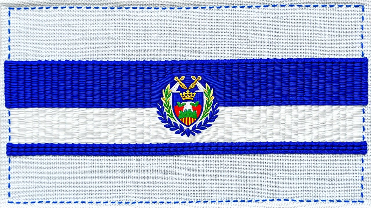 Flag of El Salvador 🇸🇻 in embroidered textile style