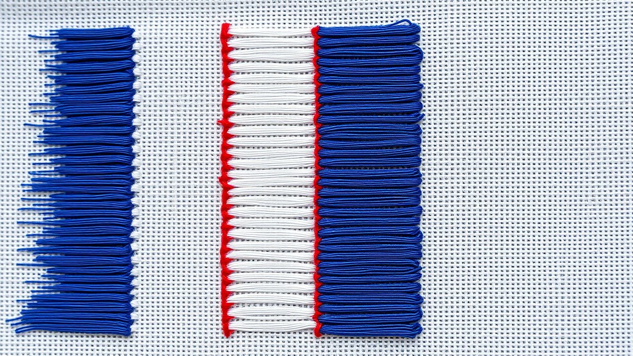 Flag of France 🇫🇷 in embroidered textile style