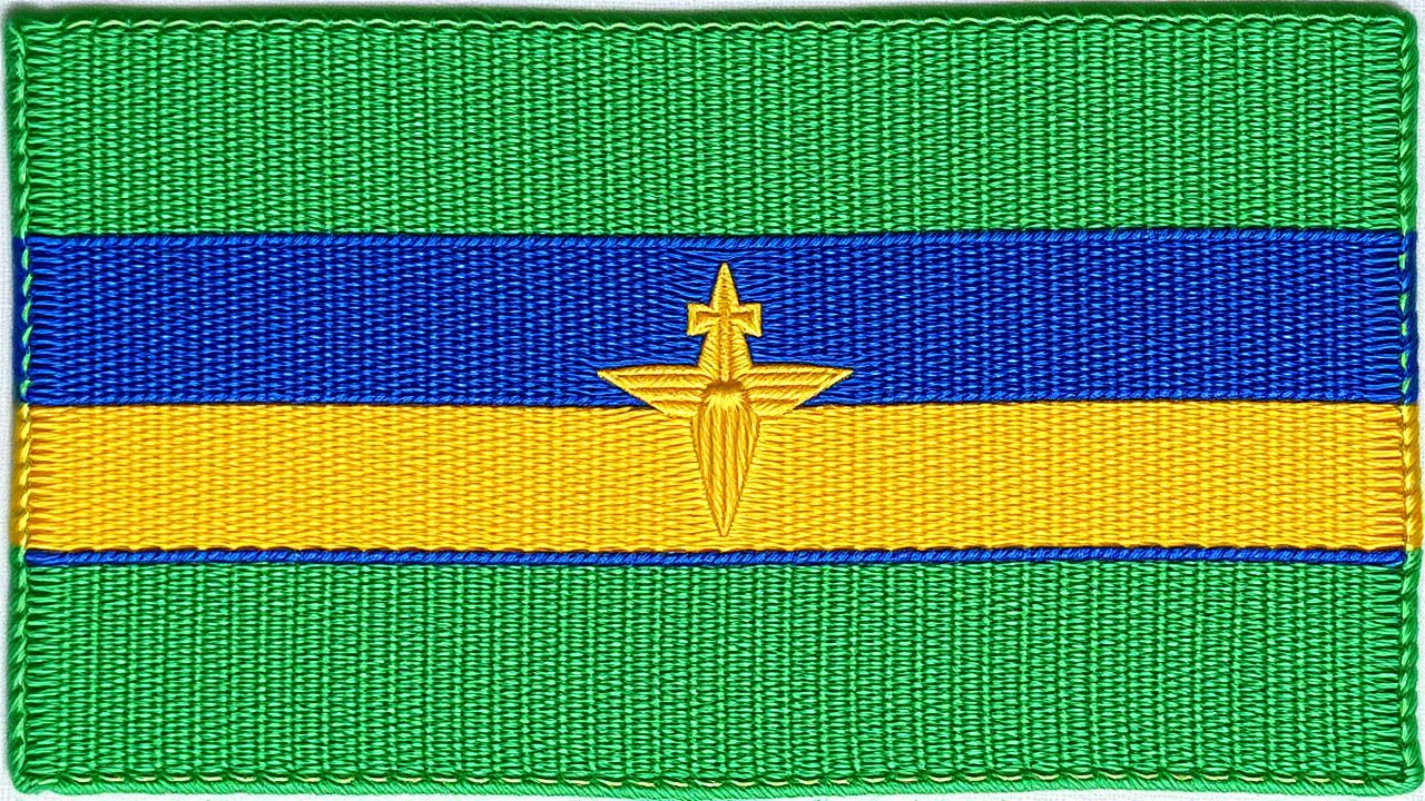 Flag of Gabon 🇬🇦 in embroidered textile style
