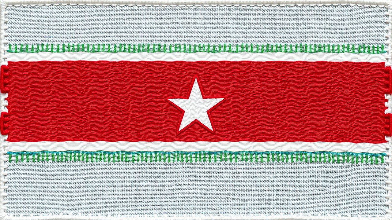 Flag of Gambia 🇬🇲 in embroidered textile style